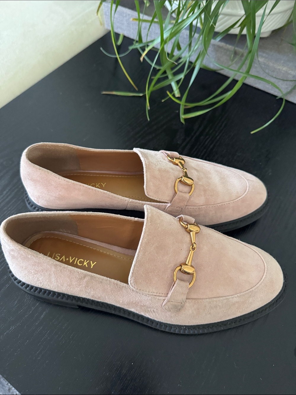 Blush Suede Horsebit Loafers